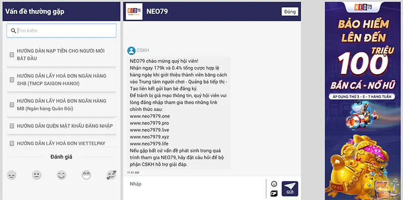 Dịch vụ chăm sóc khách hàng NEO79 uy tín, chuyên nghiệp và nhanh chóng